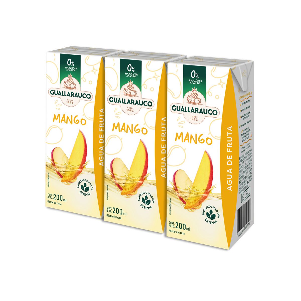 GUALLARAUCO - Tripack Agua de Fruta Mango Guallarauco 3 x 200 ml