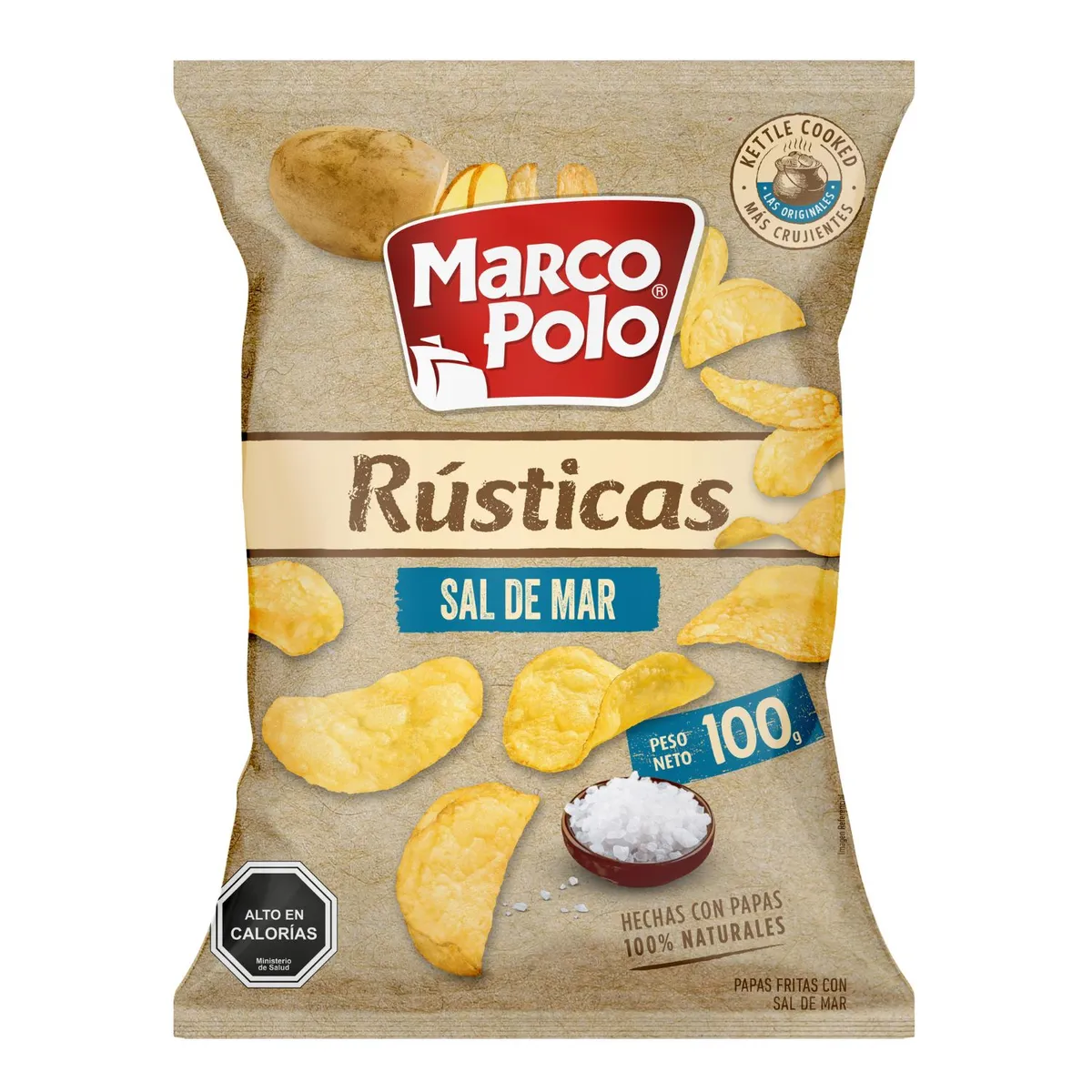 MARCO POLO - Papas Fritas Rústicas con Sal de Mar Marco Polo 100 gr