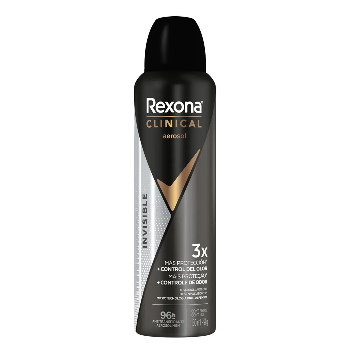 REXONA - Antitranspirante en Aerosol Clinical Invisible Hombre Rexona 150 ml