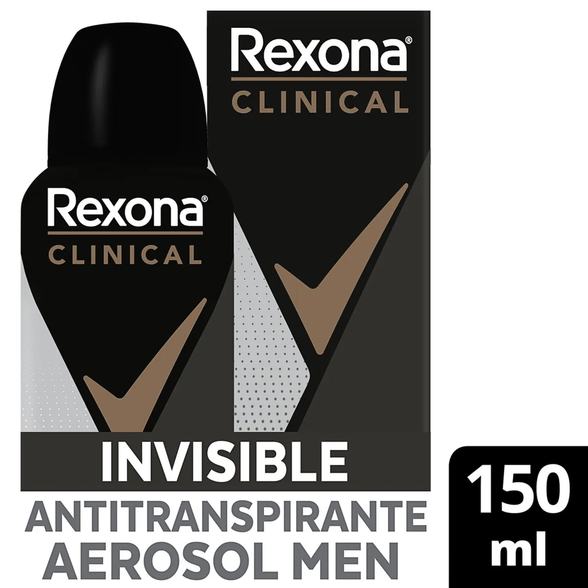 REXONA - Antitranspirante en Aerosol Clinical Invisible Hombre Rexona 150 ml