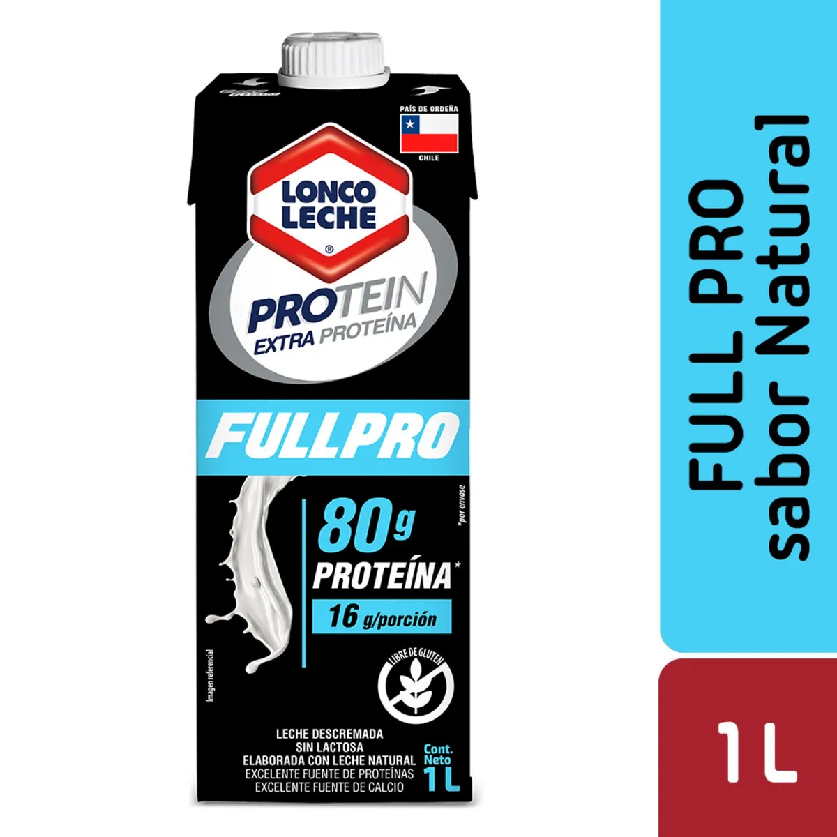 LONCOLECHE - Leche Descremada Sin Lactosa Full Pro Loncoleche 1 lt