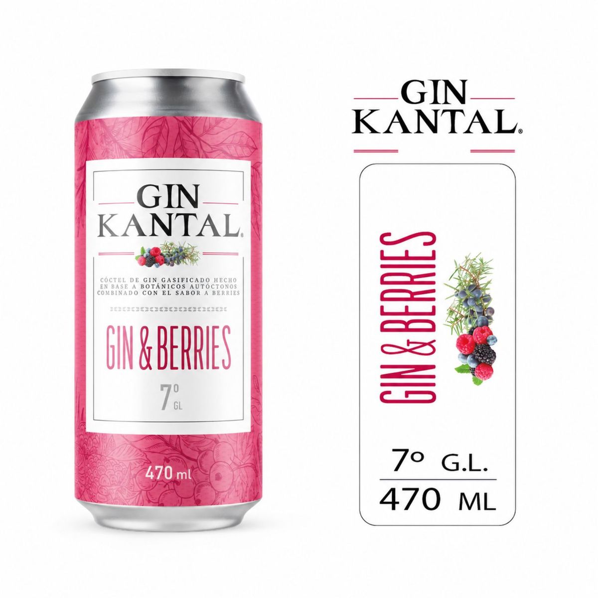 KANTAL - Cóctel Gin Berries Kantal Lata 7° 470 ml