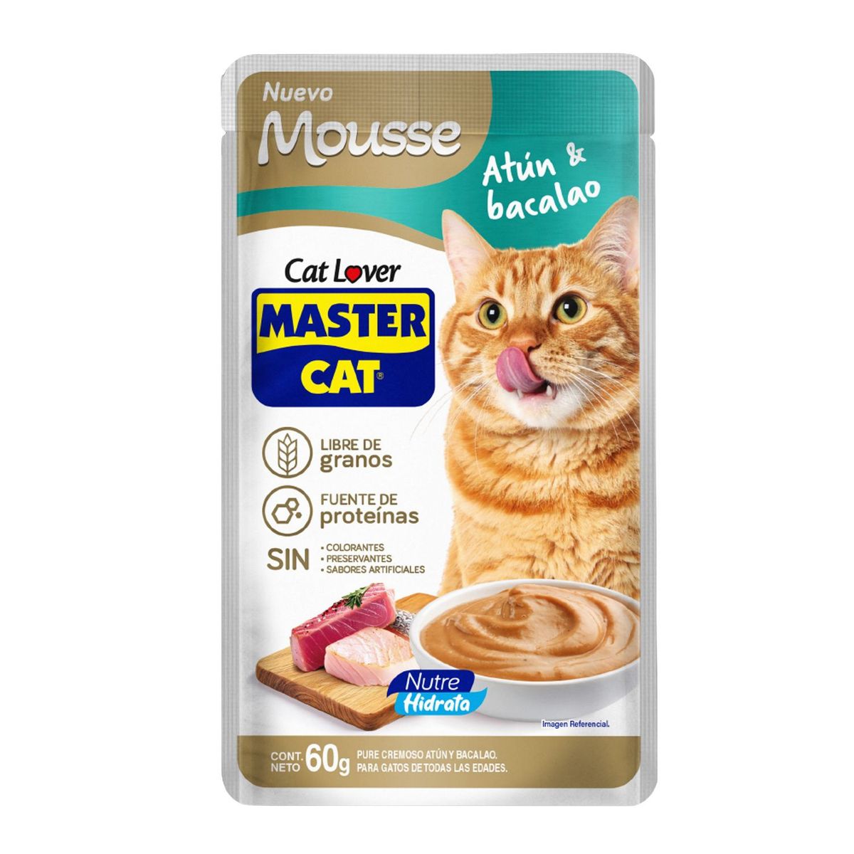 MASTER CAT - Alimento para Gatos Mousse Sabor Atún y Bacalao Master Cat 60 g