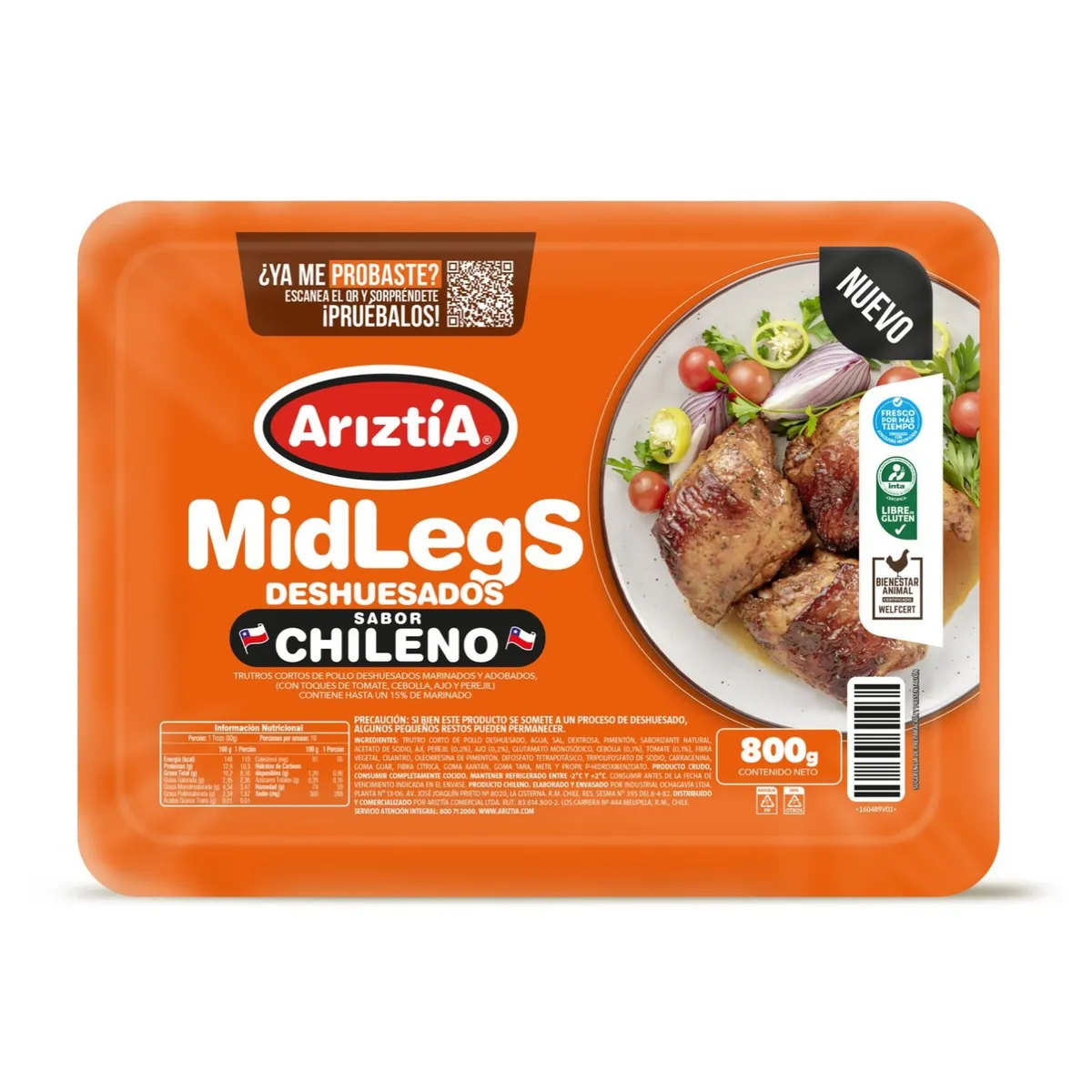 ARIZTIA - Trutros Cortos de Pollo Deshuesado Midlegs Sabor Chileno Ariztia 800 g
