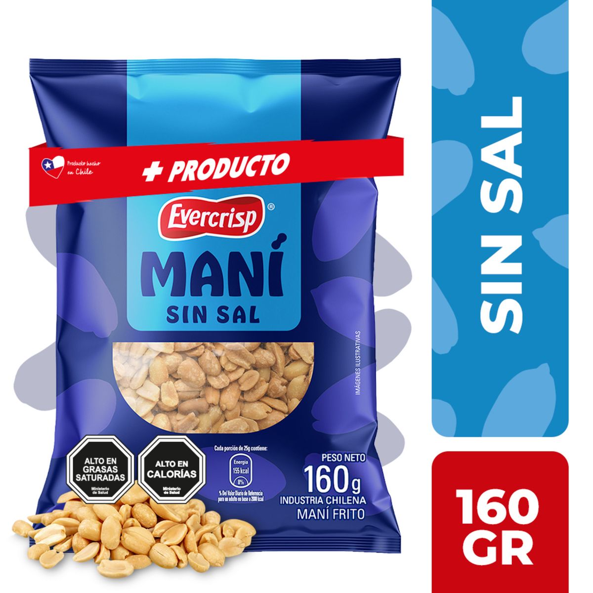EVERCRISP - Maní sin Sal Evercrisp 160 gr