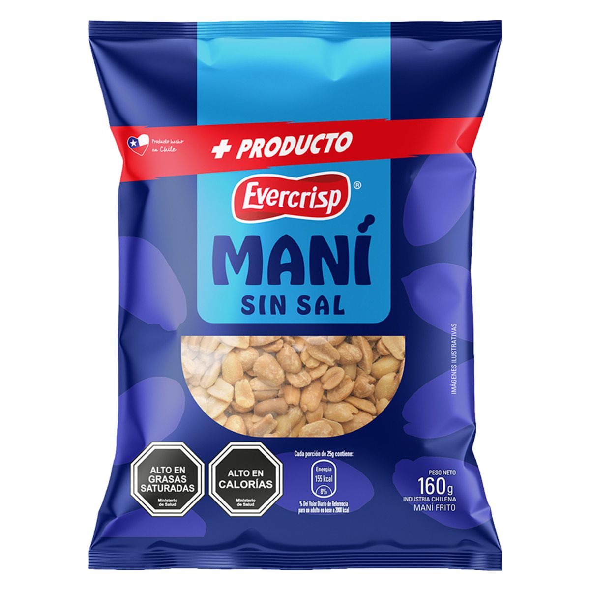 EVERCRISP - Maní sin Sal Evercrisp 160 gr