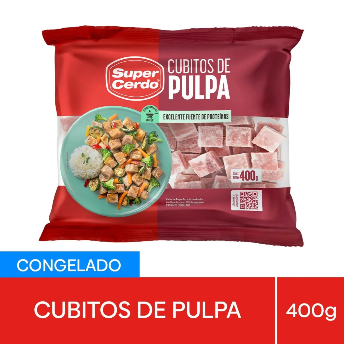 SUPER CERDO - Cubitos de Pulpa de Cerdo Congelados Super Cerdo 400 gr