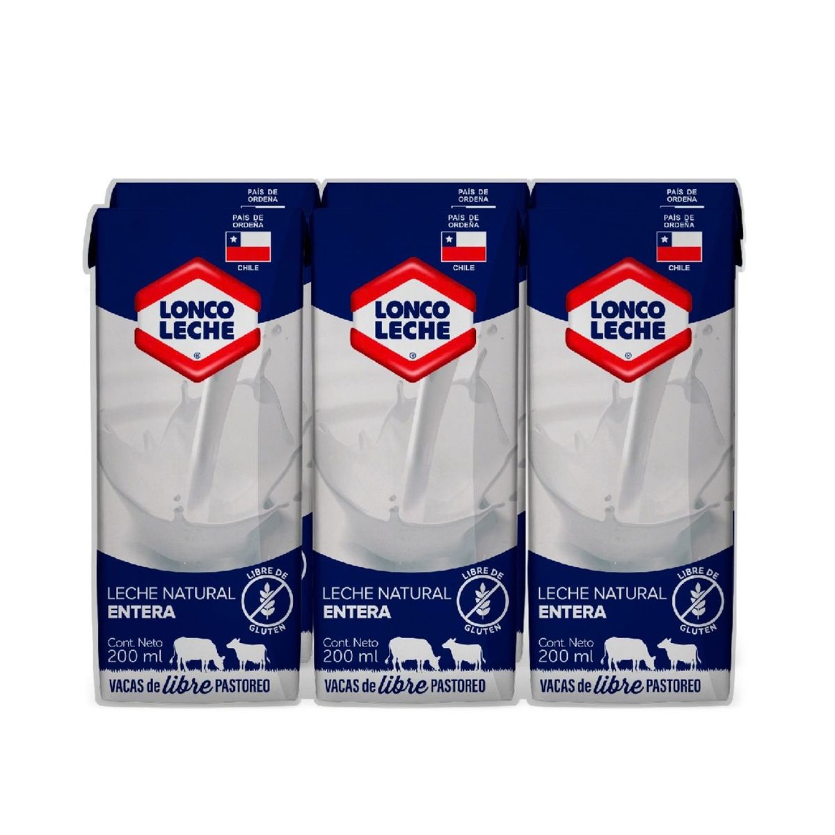 LONCOLECHE - Pack Leche Entera Natural Loncoleche 6 x 200 ml