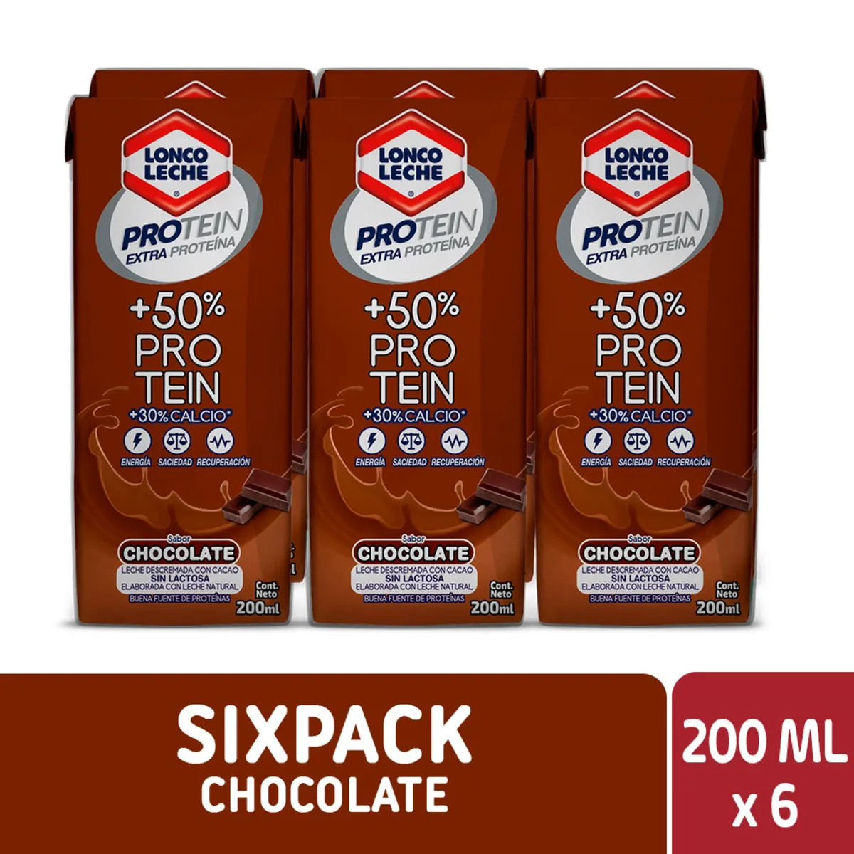 LONCOLECHE - Pack Leches Chocolate Protein Loncoleche 6 x 200 ml