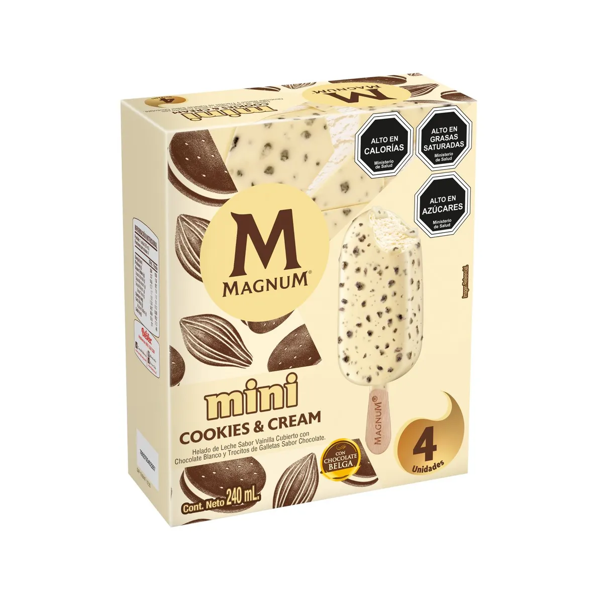  - Pack Helados Mini Cookies & Cream Magnum 4 un