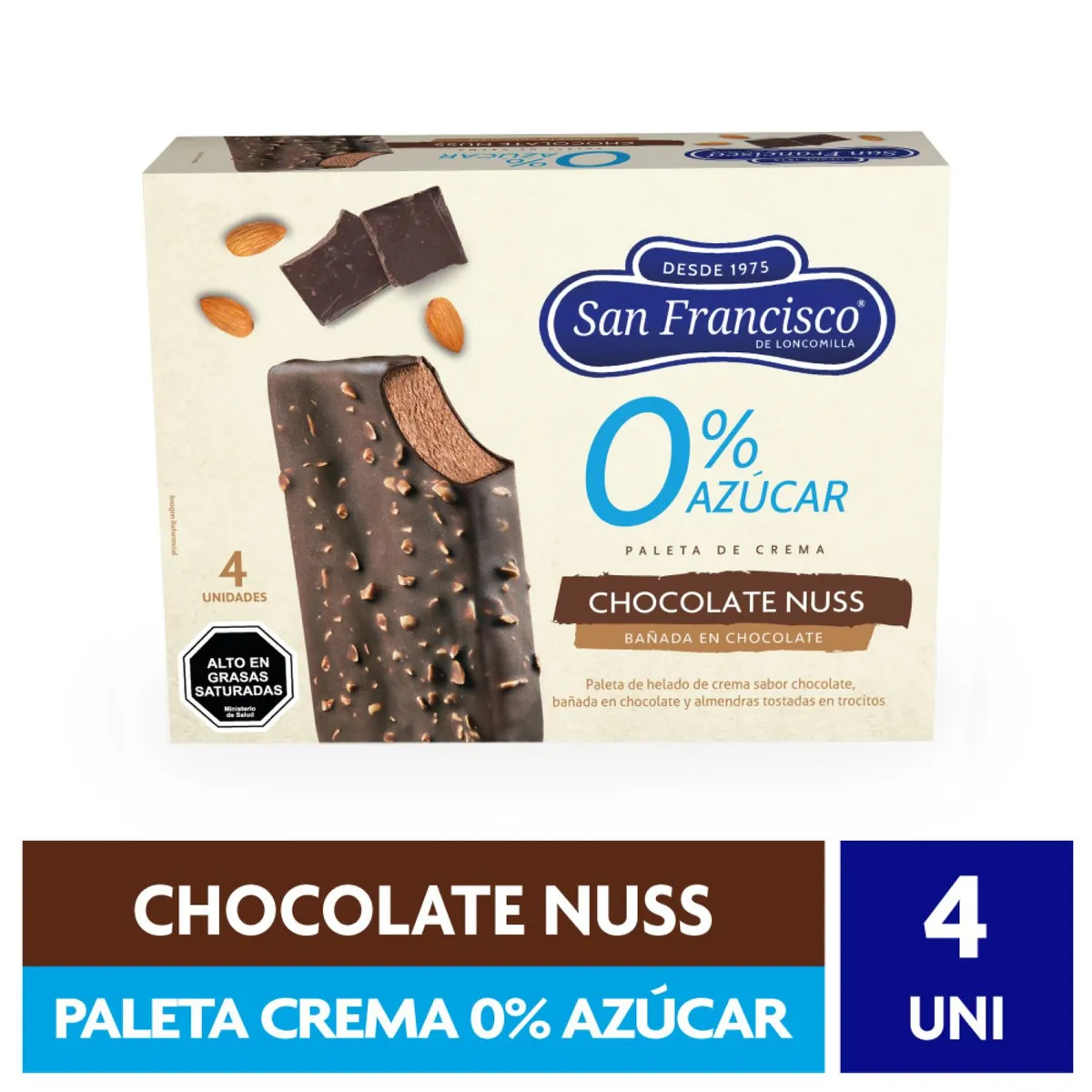 SAN FRANCISCO - Pack Helados 0 Azúcar Chocolate Nuss San Francisco 4 un