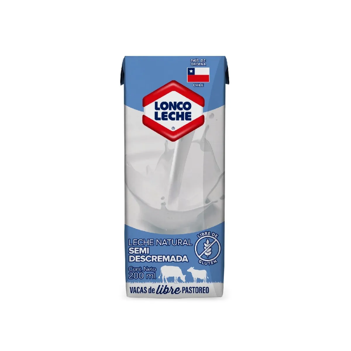 LONCOLECHE - Pack Leche Semi Descremada Natural Loncoleche 6 x 200 ml