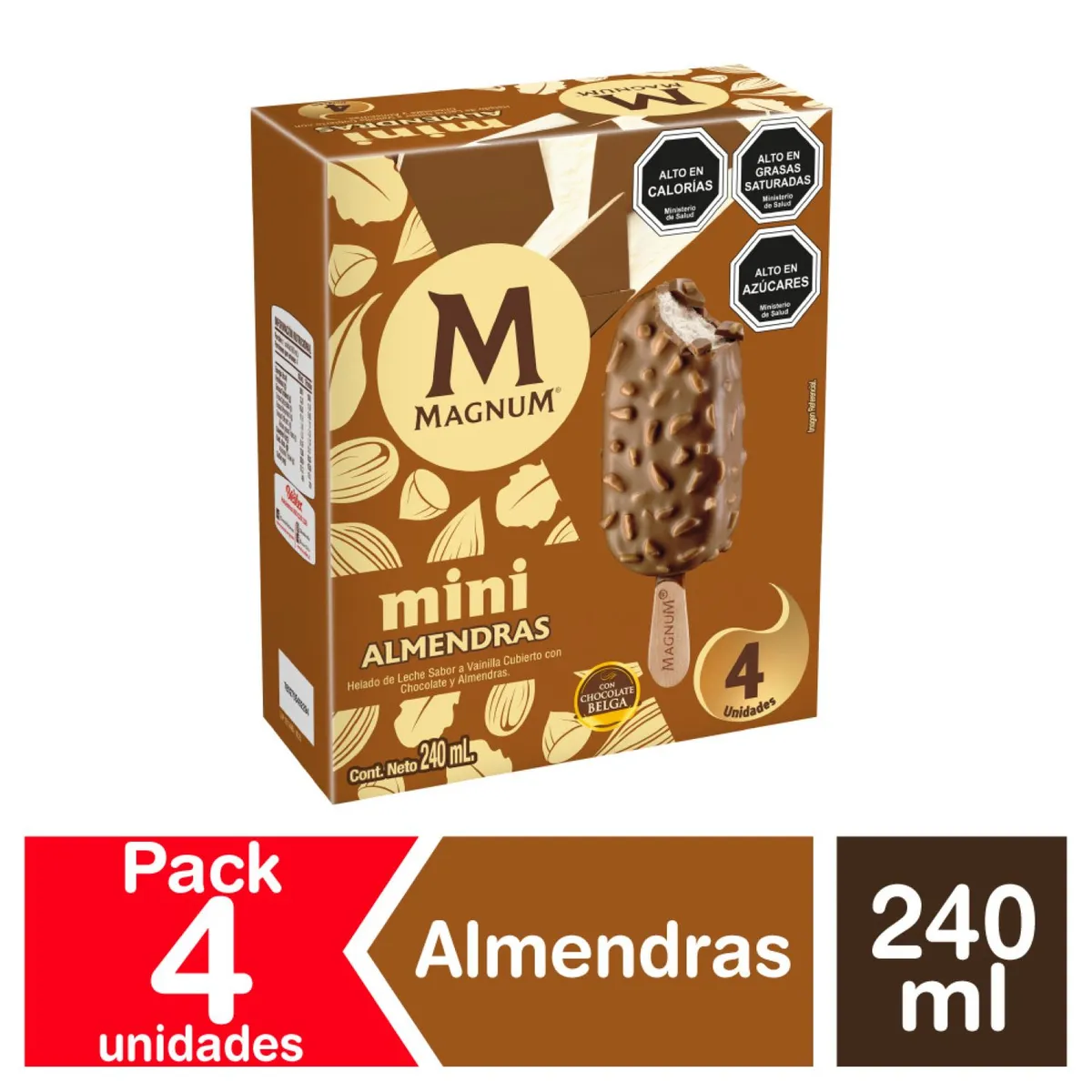  - Pack Helados Mini Almendras Magnum 4 un