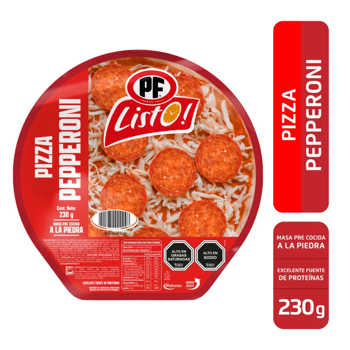 PF LISTO - Pizza Individual Pepperoni PF Listo 230 gr