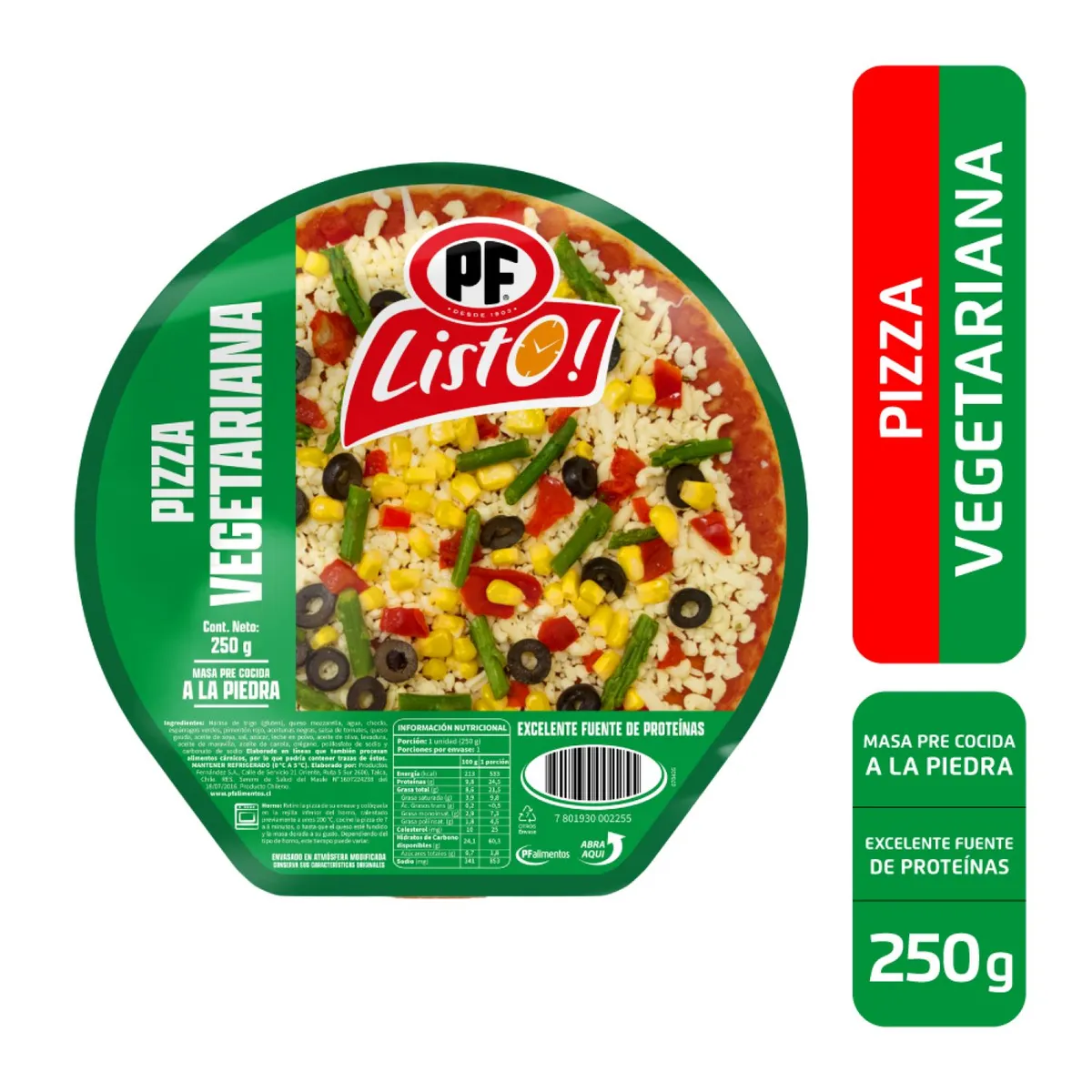 PF LISTO - Pizza Individual Vegetariana PF Listo 250 gr