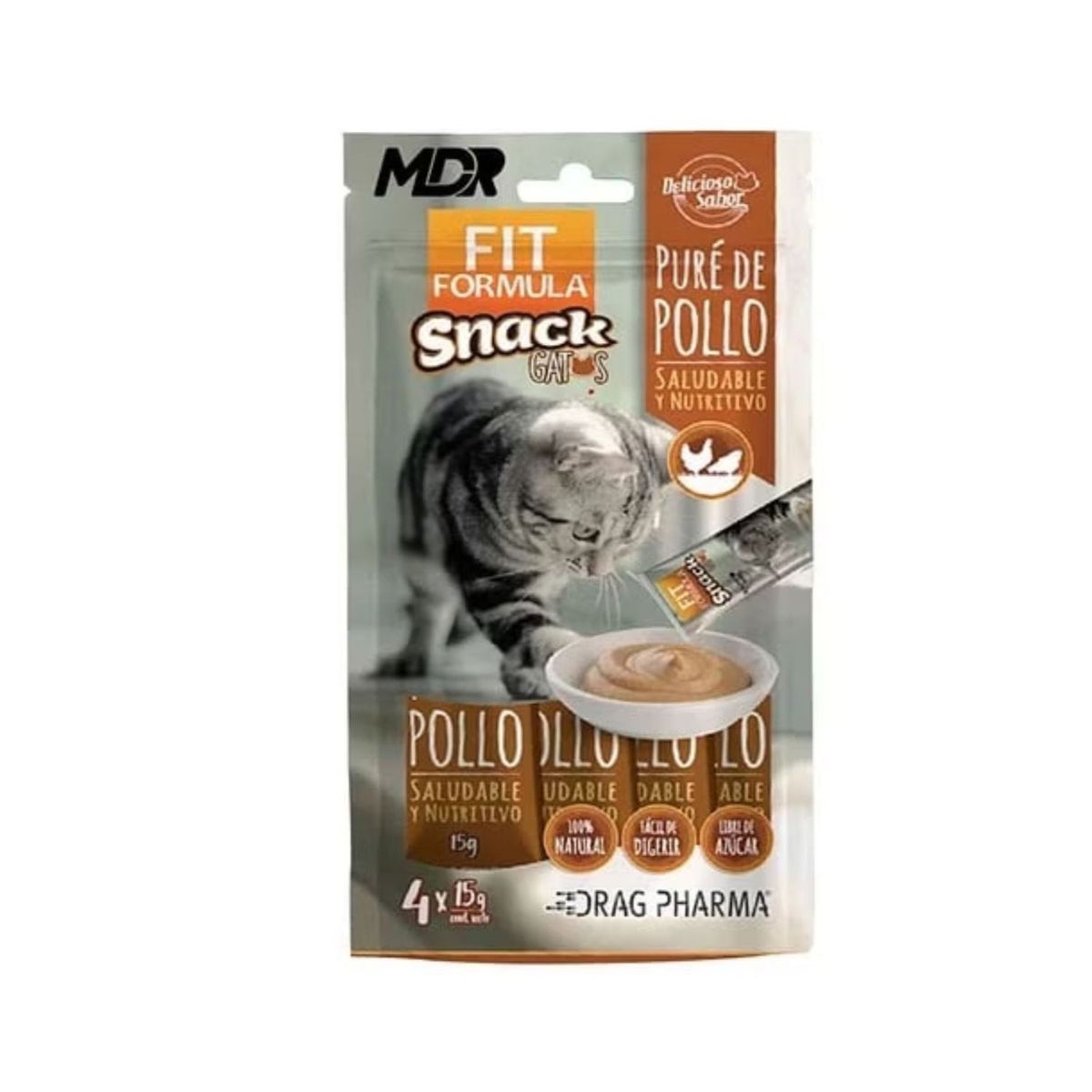 FIT FORMULA - Snack Puré de Pollo para Gatos Fit Formula 4 x 15 gr