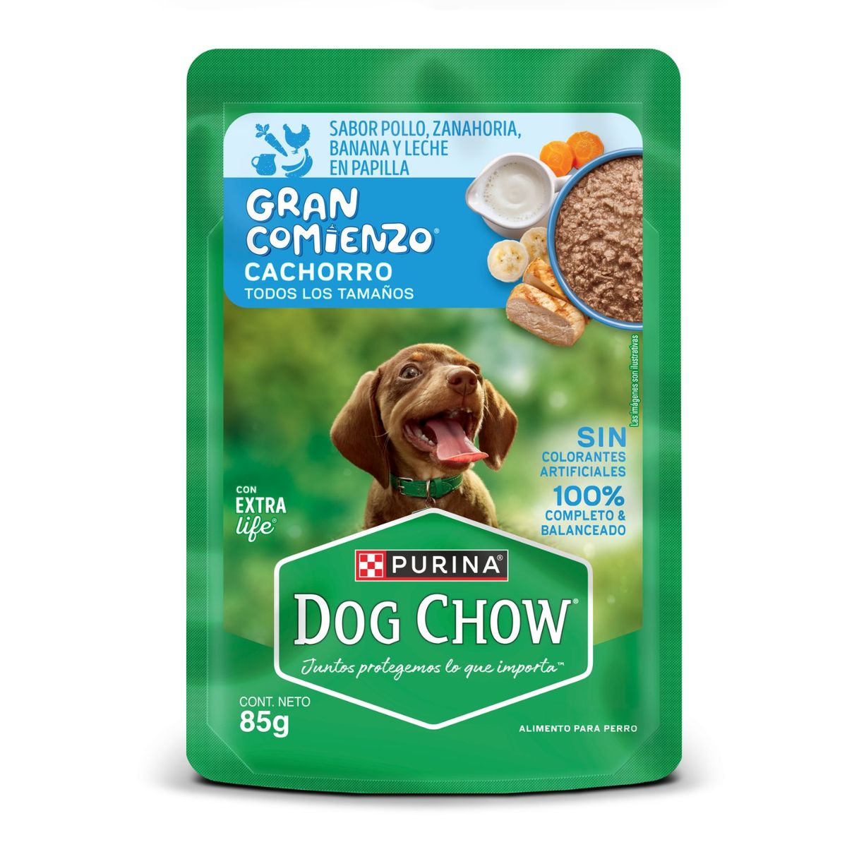 DOG CHOW - Pouch para Perros Cachorros Gran Comienzo Sabor Pollo Dog Chow 85 gr