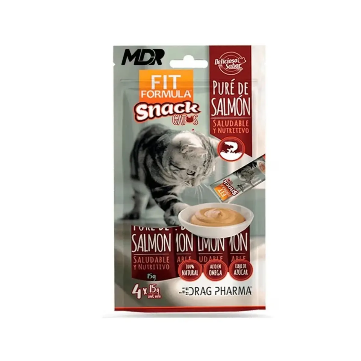 FIT FORMULA - Snack Puré de Salmón para Gatos Fit Formula 4 x 15 gr
