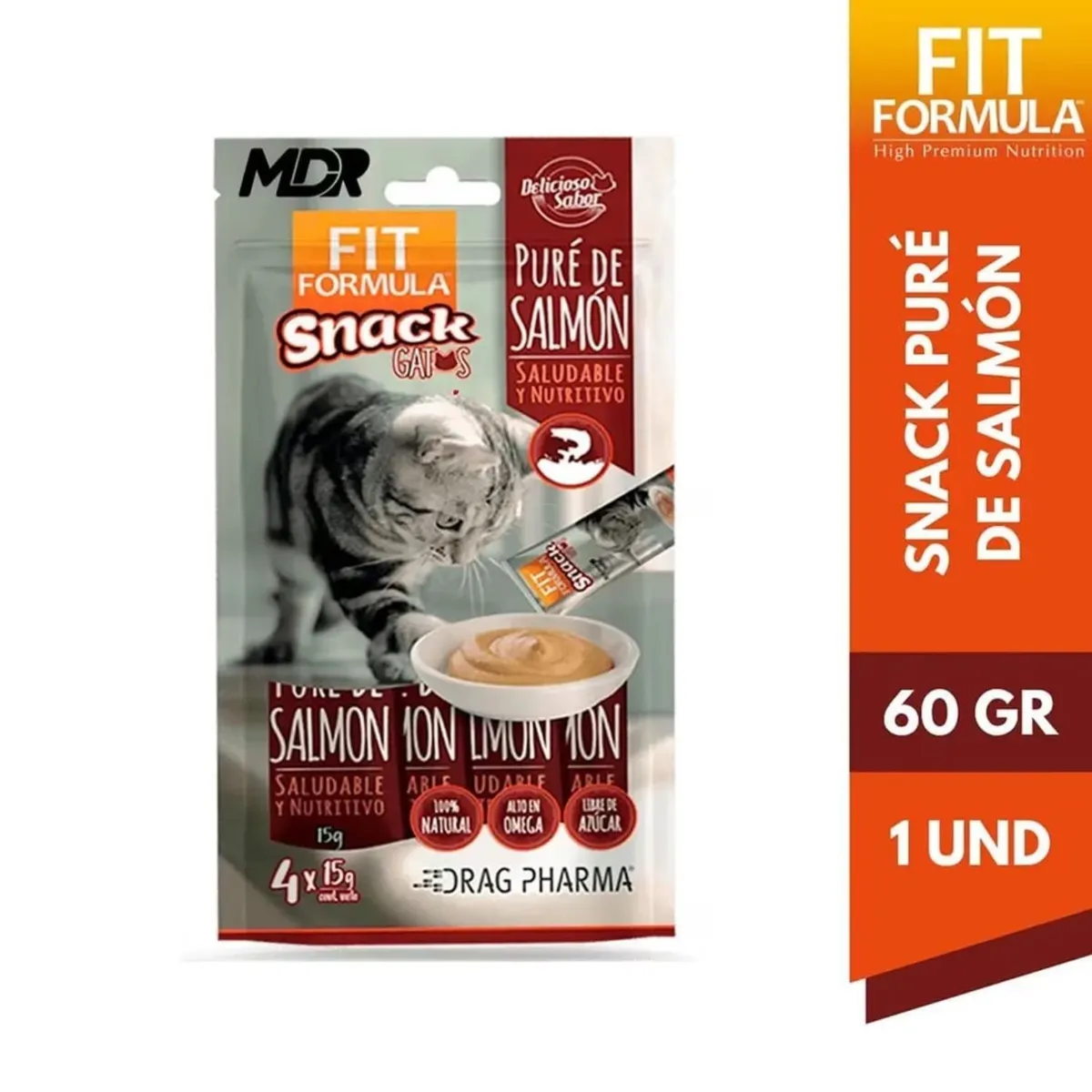 FIT FORMULA - Snack Puré de Salmón para Gatos Fit Formula 4 x 15 gr