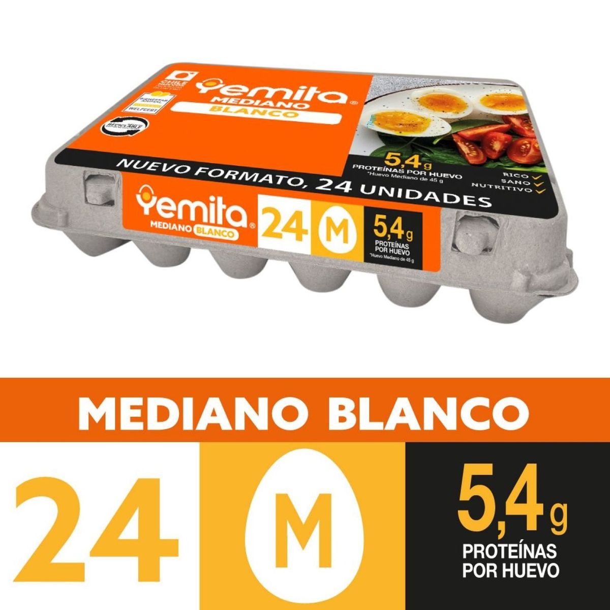 YEMITA - Huevo Blanco Mediano Yemita 24 un