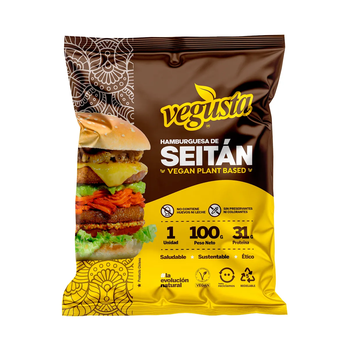 VEGUSTA - Hamburguesa Vegetal Seitán Vegusta 100 gr