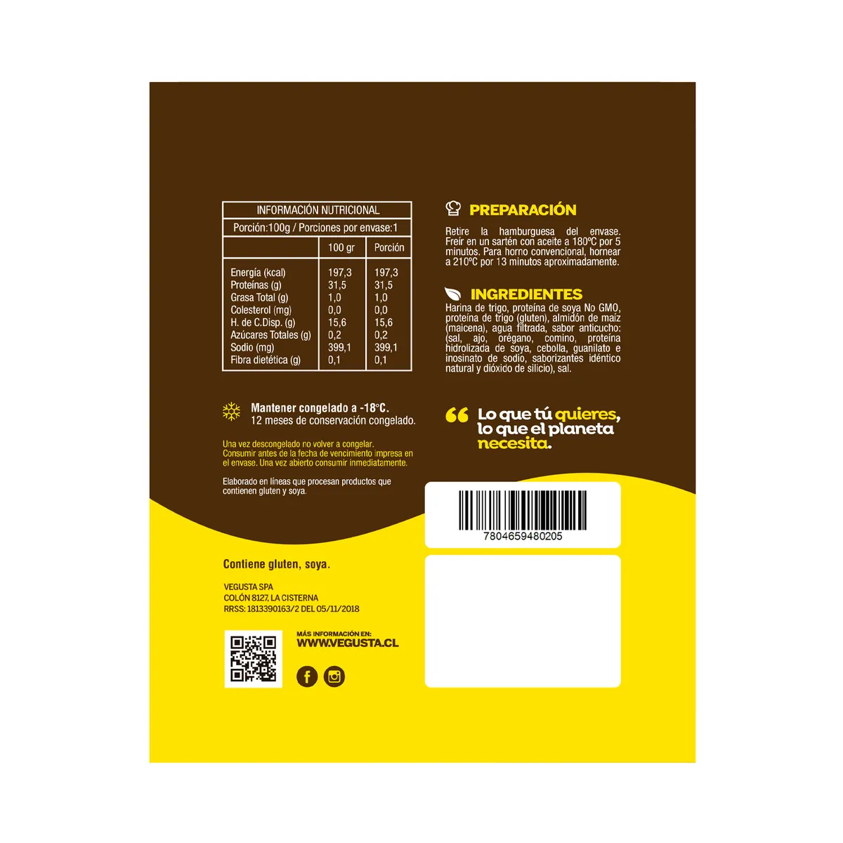 VEGUSTA - Hamburguesa Vegetal Seitán Vegusta 100 gr