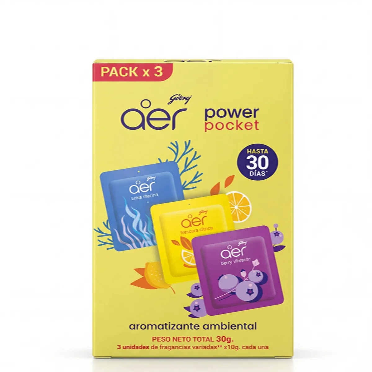 AER - Pack Aromatizante Ambiental Power Pocket Aer 3 un
