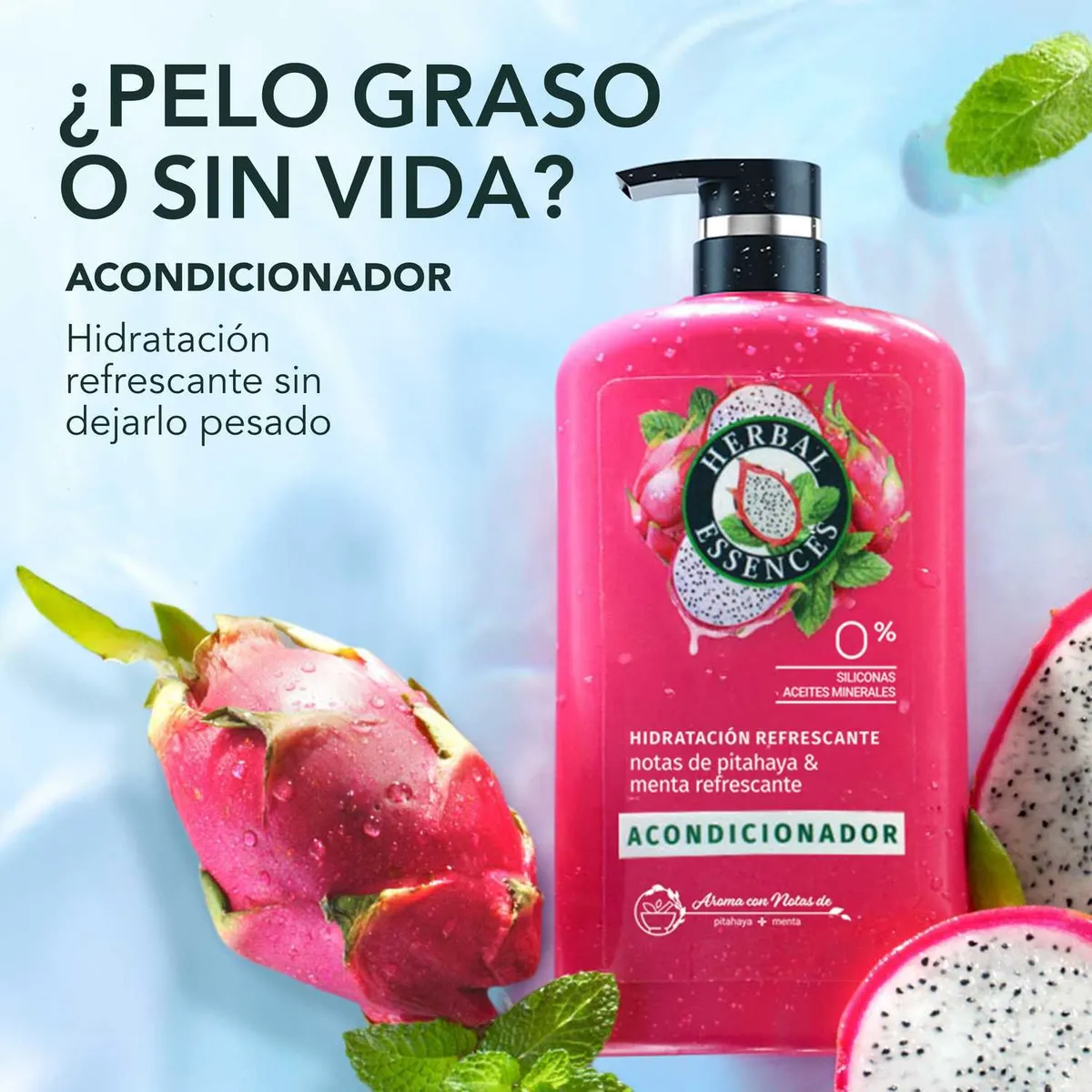 HERBAL ESSENCES - Aconcionador Limpieza Refrescante Pitahaya y Menta Herbal Essences 865 ml