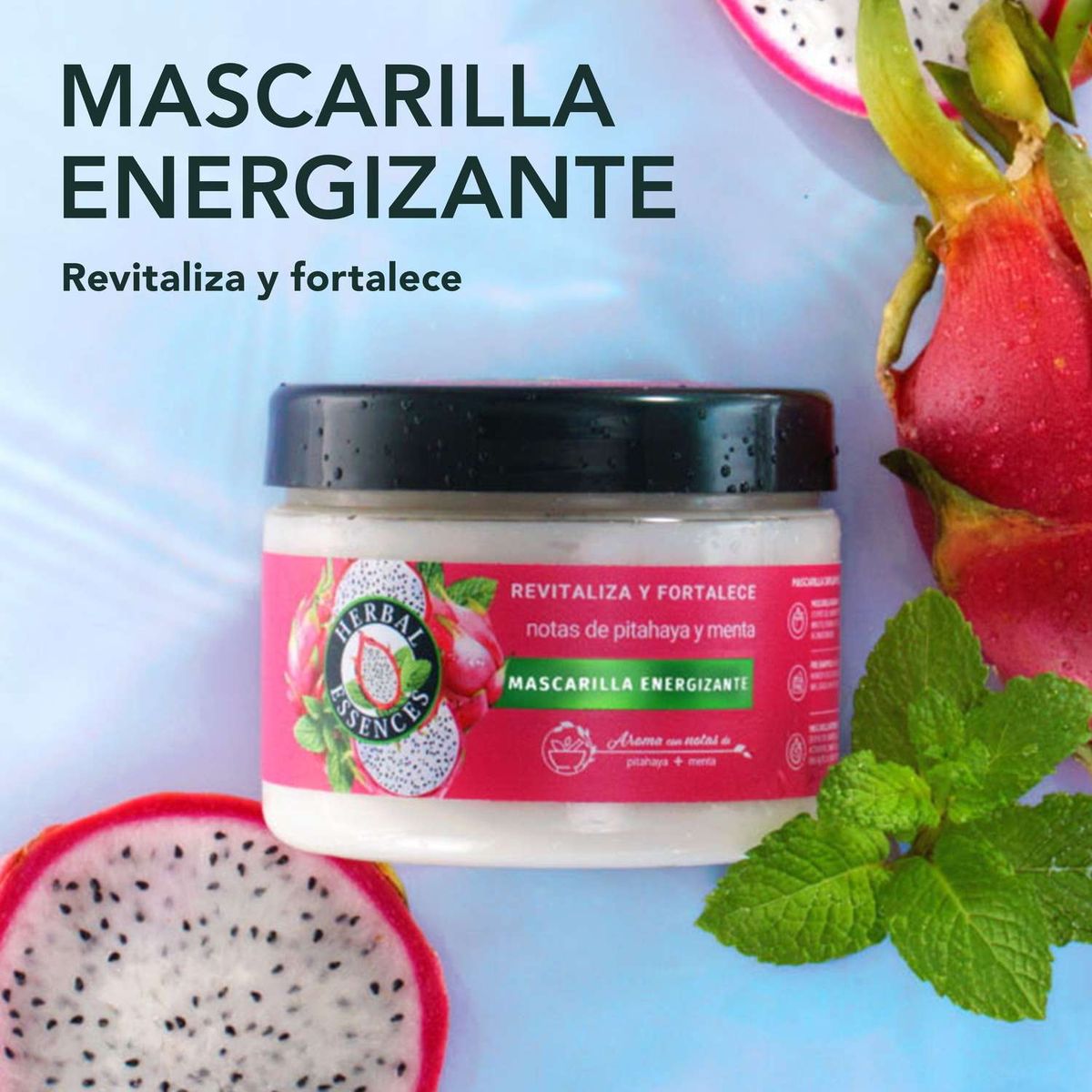 HERBAL ESSENCES - Mascarilla Capilar Pitahaya y Menta Energizante Herbal Essences 300 ml