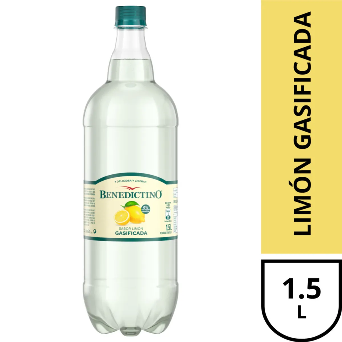BENEDICTINO - Agua Sabor Limón Gasificada Benedictino 1.5 Lt