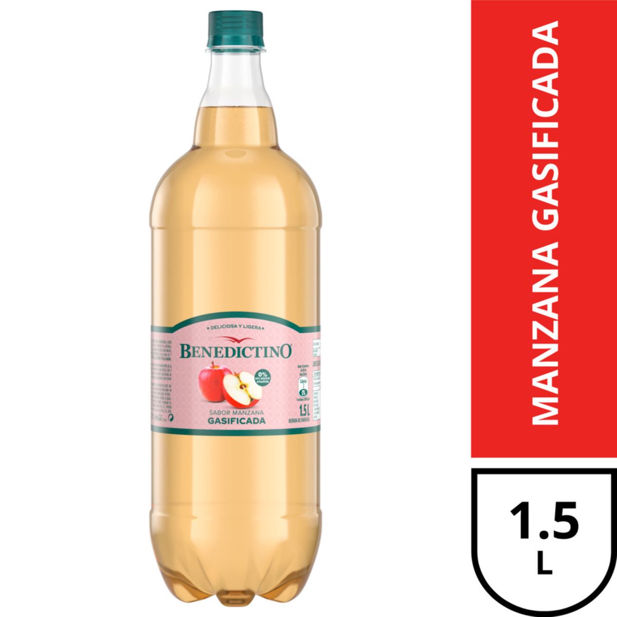 BENEDICTINO - Agua Sabor Manzana Gasificada Benedictino 1.5 Lt