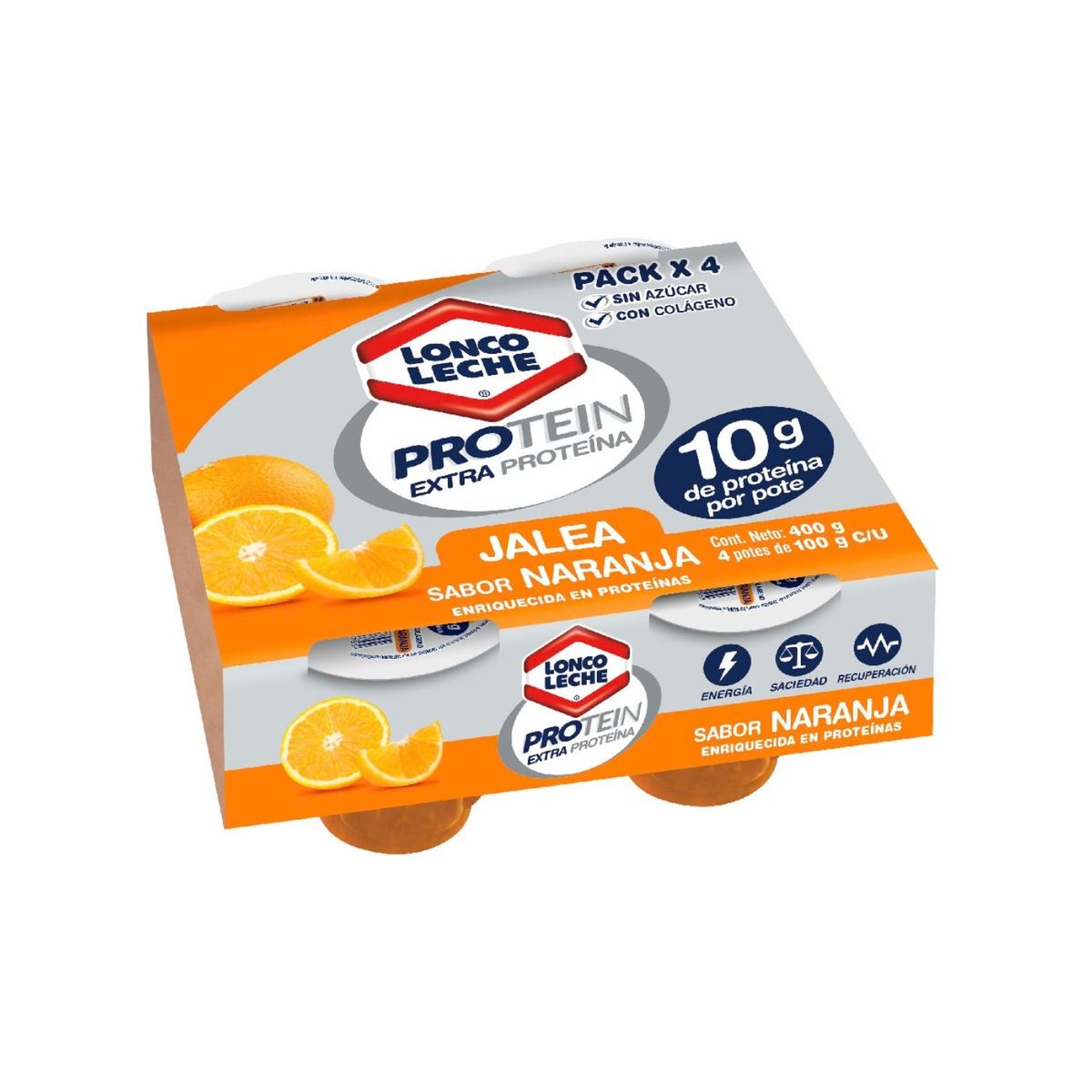  - Pack Jalea Sabor Naranja Protein Loncoleche 4 un