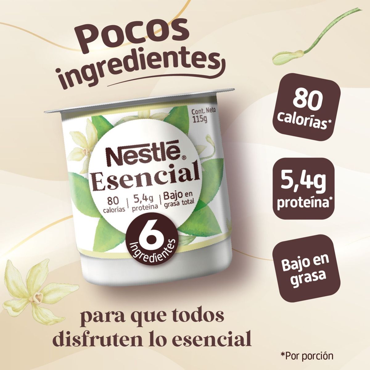 NESTLE - Yoghurt Vainilla 6 Ingredientes Esencial Nestlé 115 gr