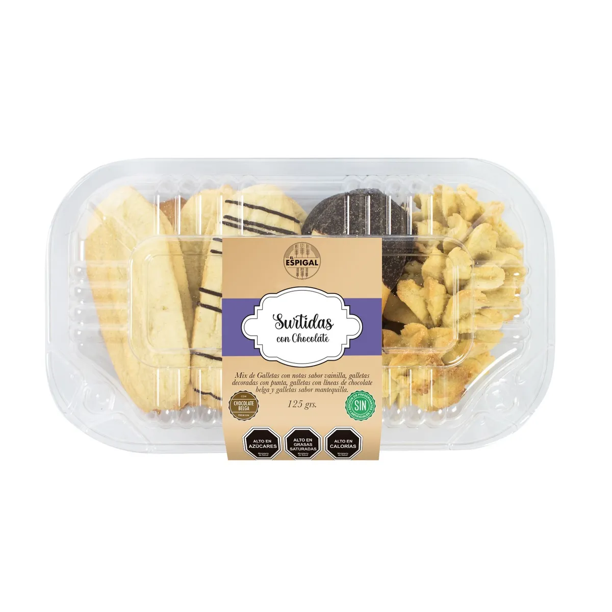 EL ESPIGAL - Galletas Surtidas con Chocolate 125 gr