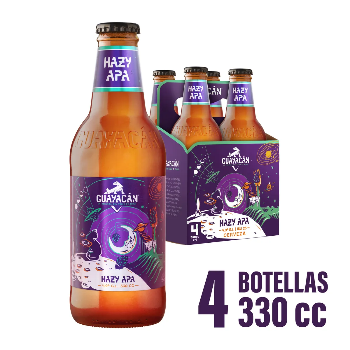 GUAYACAN - Pack Cerveza Artesanal Guayacan Hazy Apa Botella 4.9° 4 x 330 ml