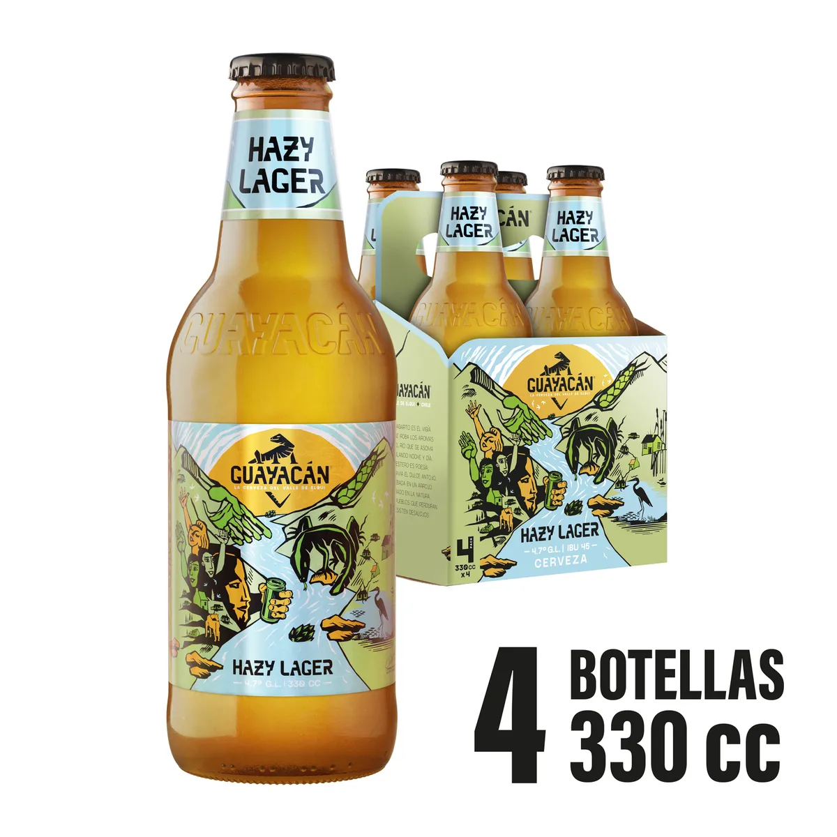GUAYACAN - Pack Cerveza Artesanal Guayacan Hazy Lager Botella 4.7° 4 x 330 ml