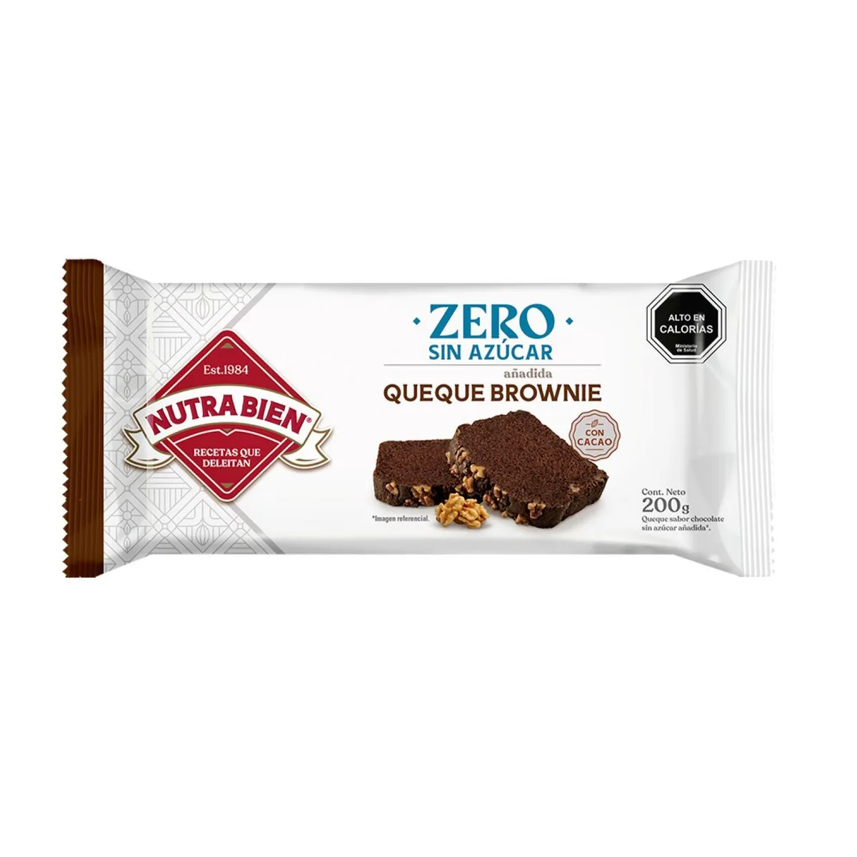  - Queque Brownie Familiar Zero Sin Azúcar Nutra Bien 200 gr