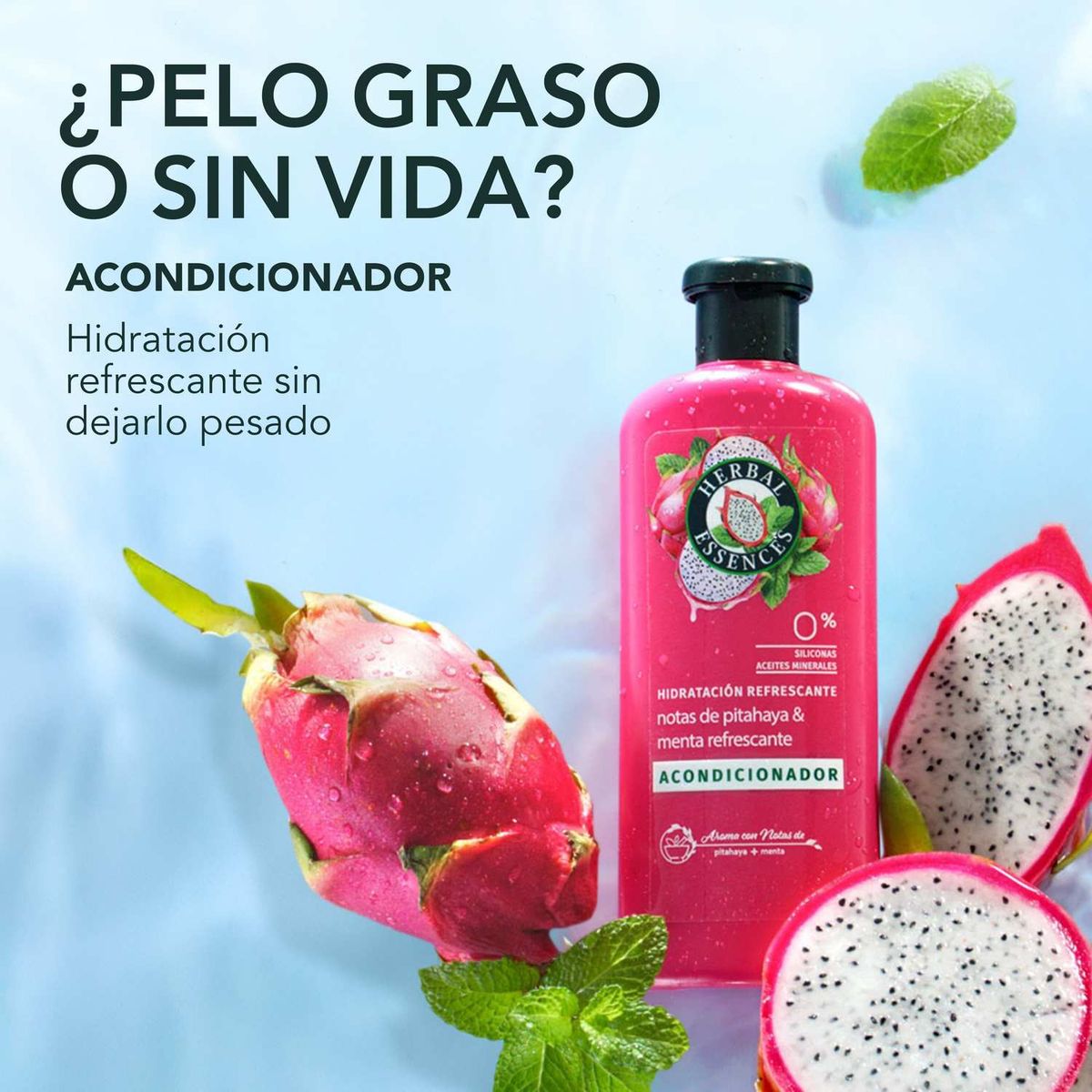 HERBAL ESSENCES - Acondicinador Hidratación Refrescante Pitahaya y Menta Herbal Essences 240 ml