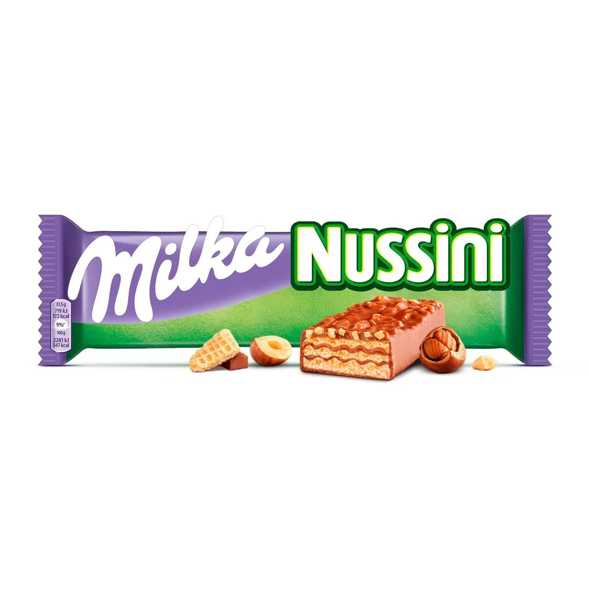 MILKA - Barra de Chocolate con Galleta Nussini Milka 31.5 gr