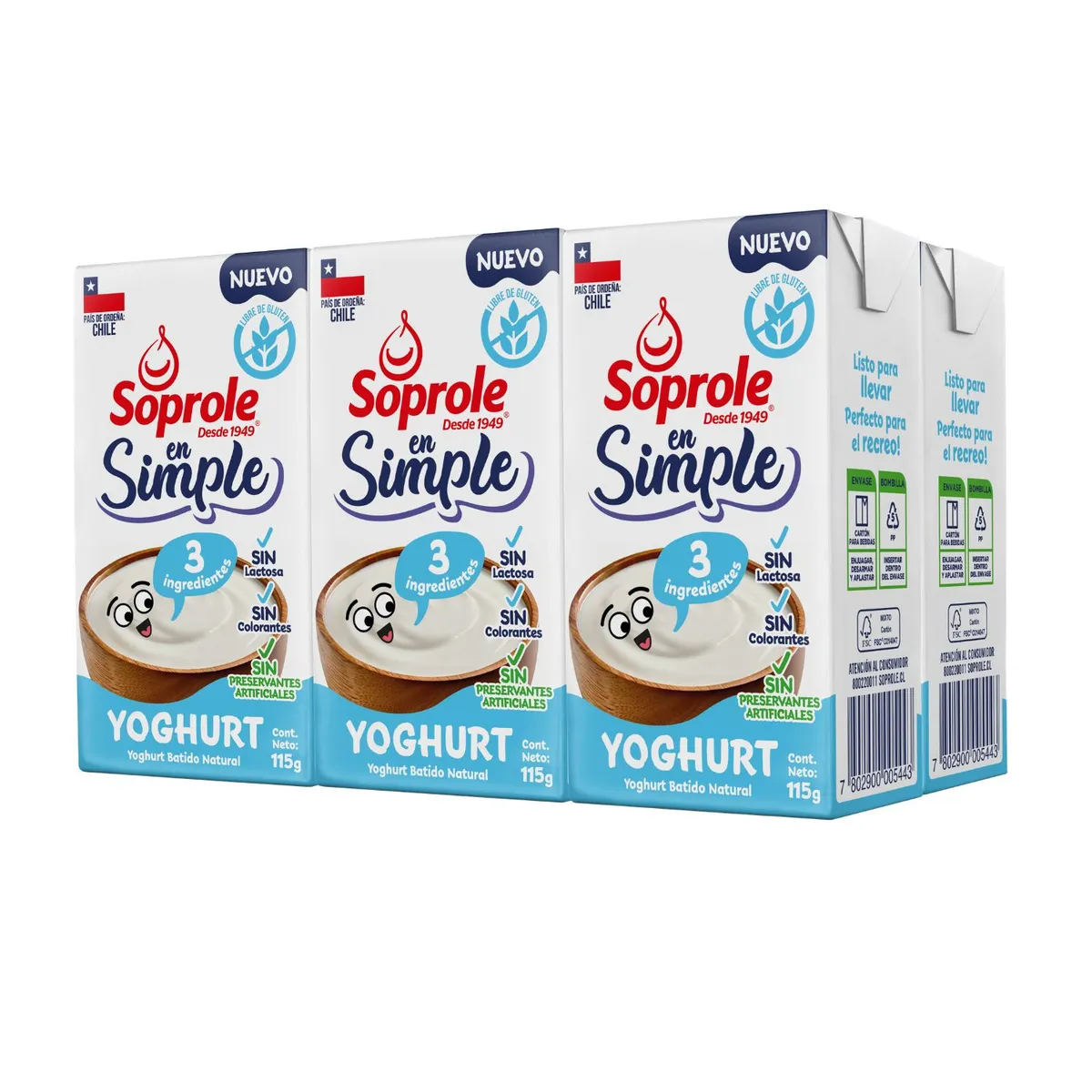 SOPROLE - Pack Yoghurt Batido Natural en Simple Soprole 6 x 115 gr