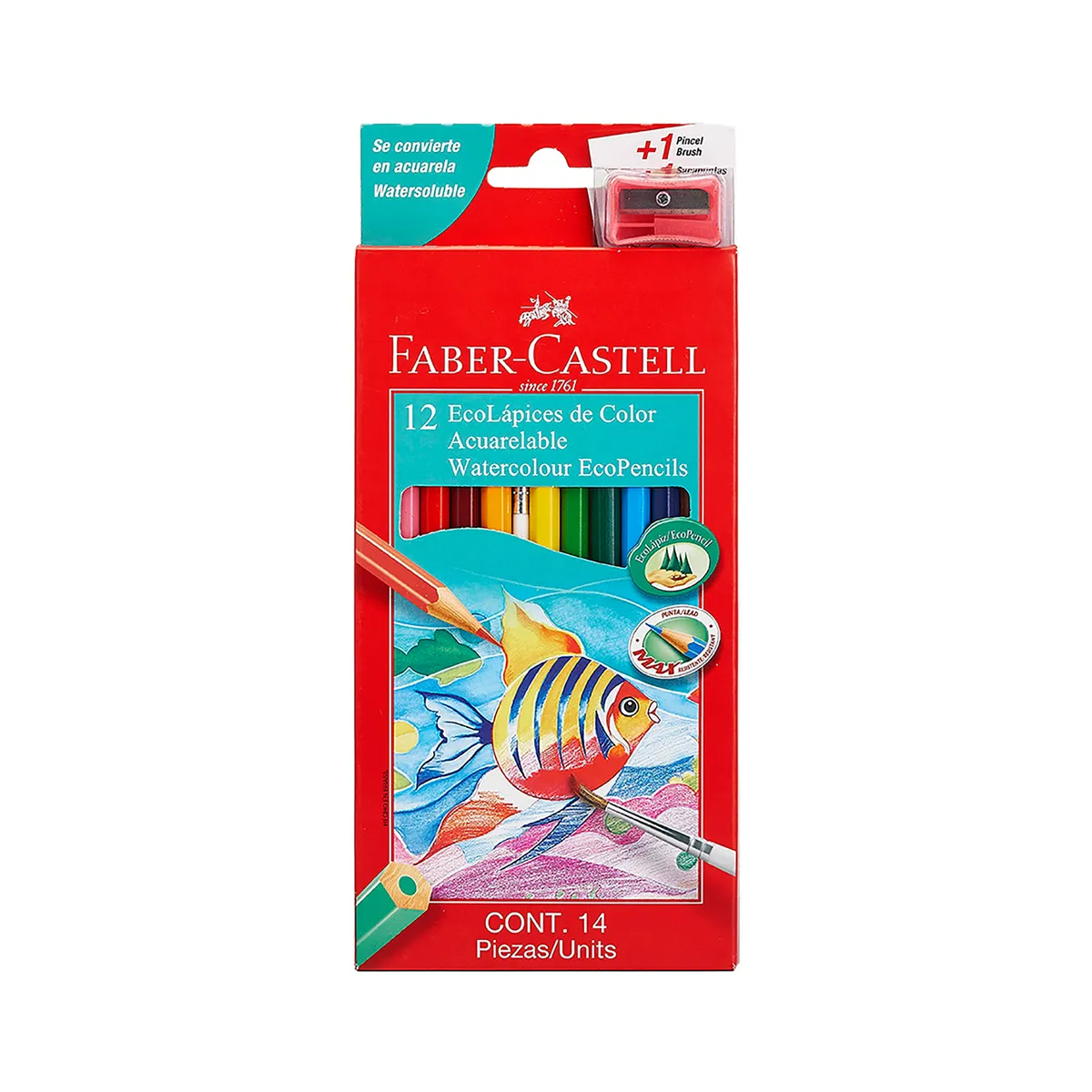 FABER CASTELL - Colores Acualerables Faber Castell Ecológico Empaque 12 Und