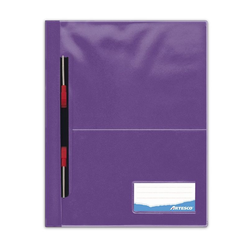 ARTESCO - Folder Artesco Oficio Morado Tapa Transparente con Gusano