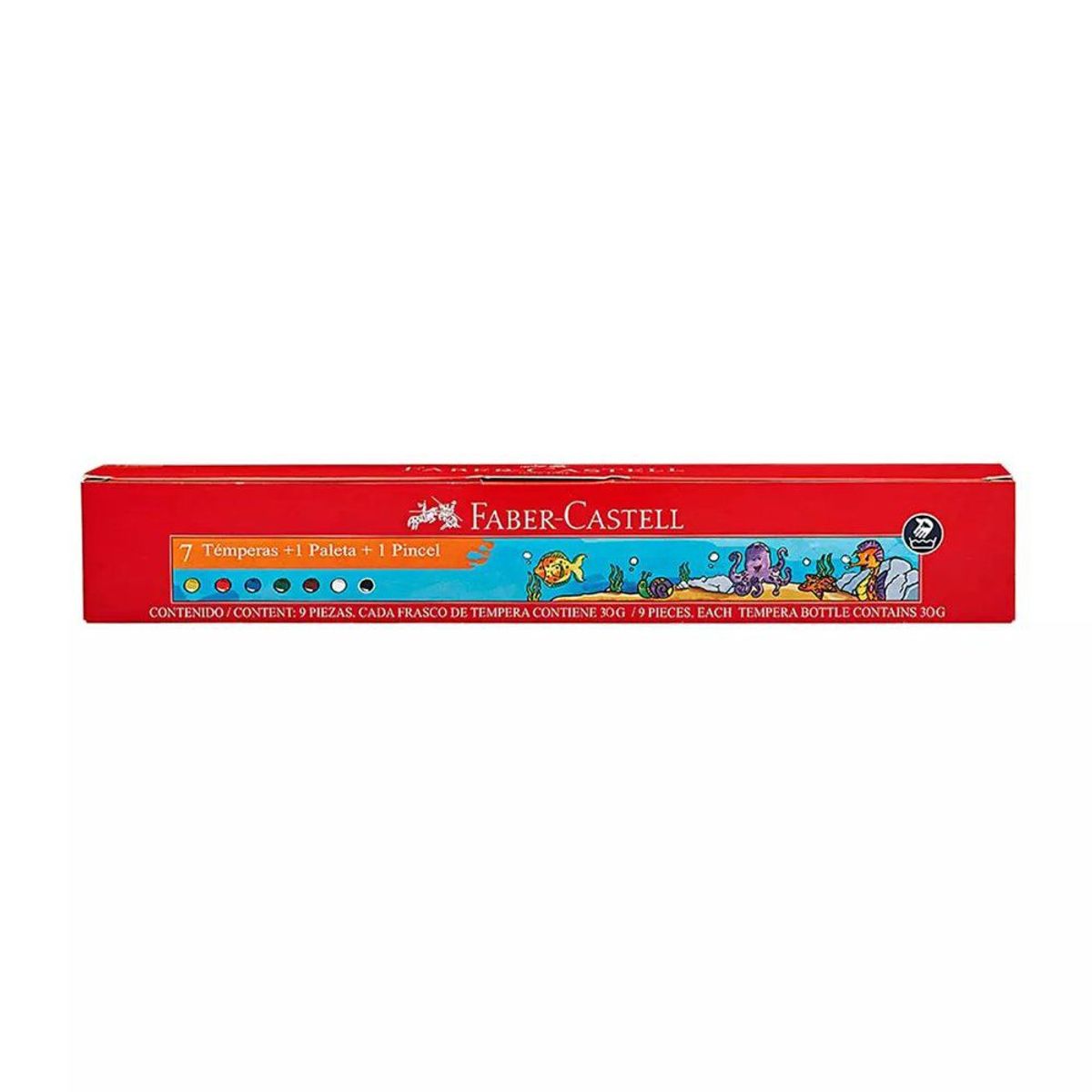 FABER CASTELL - Pack Temperas Faber Castell 7 Colores + Paleta + Pincel