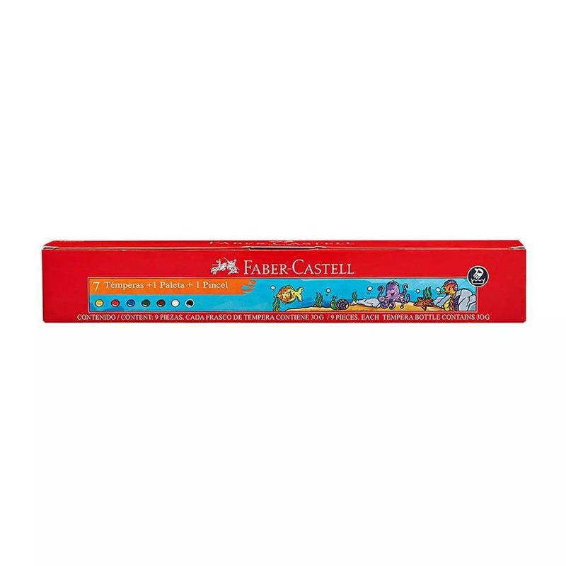 FABER CASTELL - Temperas X 7 Potes  + Pincel y Paleta