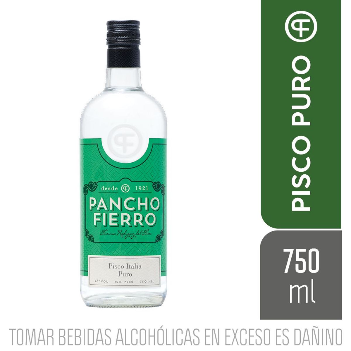 PANCHO FIERRO - Pisco Italia Pancho Fierro Puro Botella 750 mL