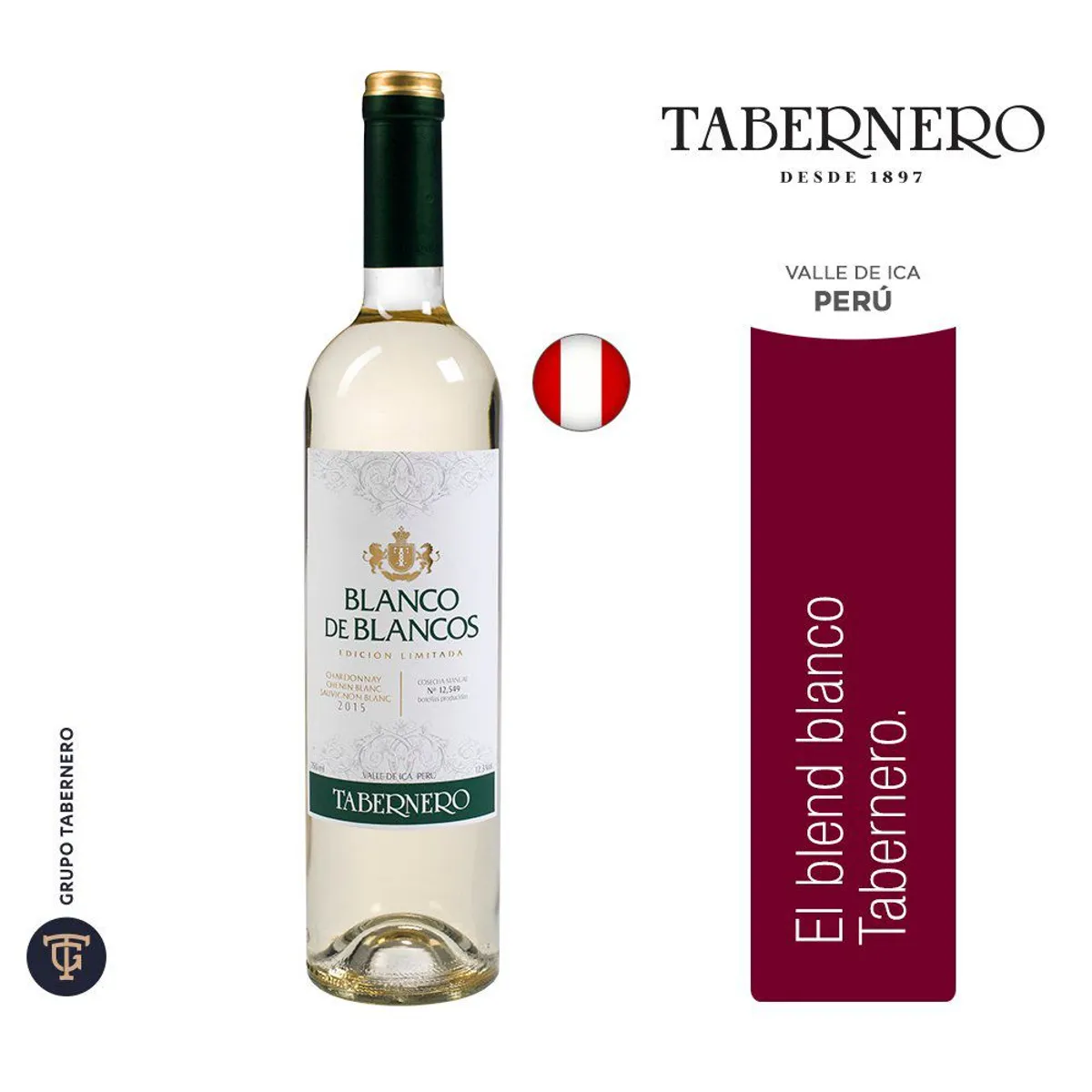 TABERNERO - Vino Tabernero Blanco de Blancos Botella 750 mL