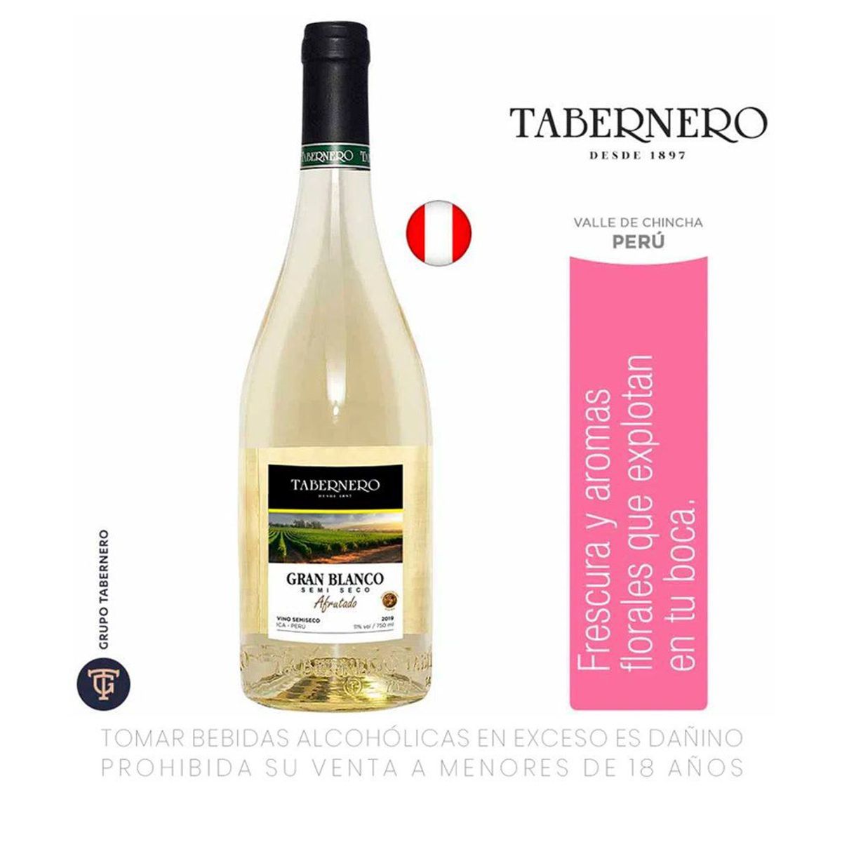 TABERNERO - Vino Tabernero Gran Blanco Fina Reserva Botella 750 mL