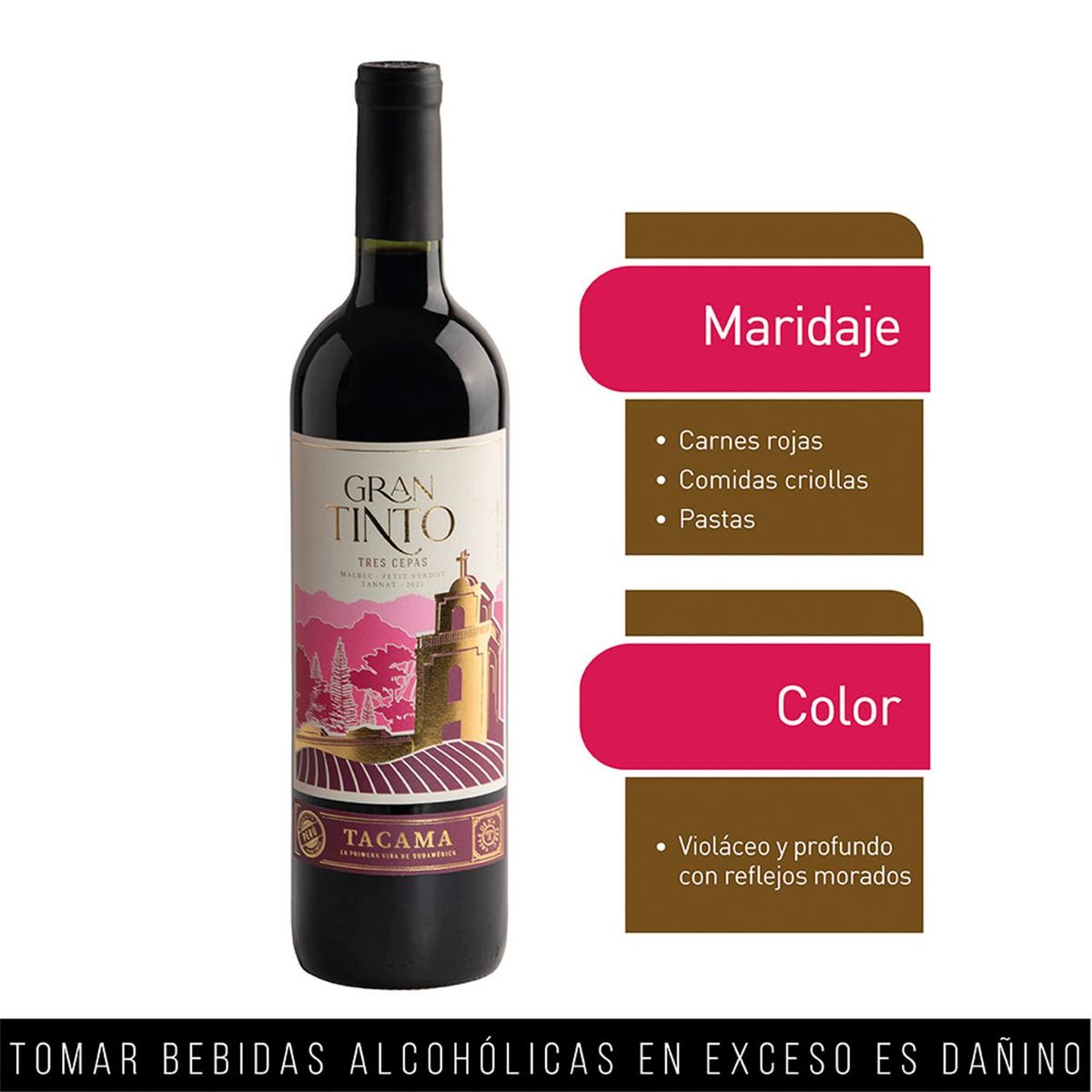TACAMA - Vino Gran Tinto Tacama Botella 750 mL