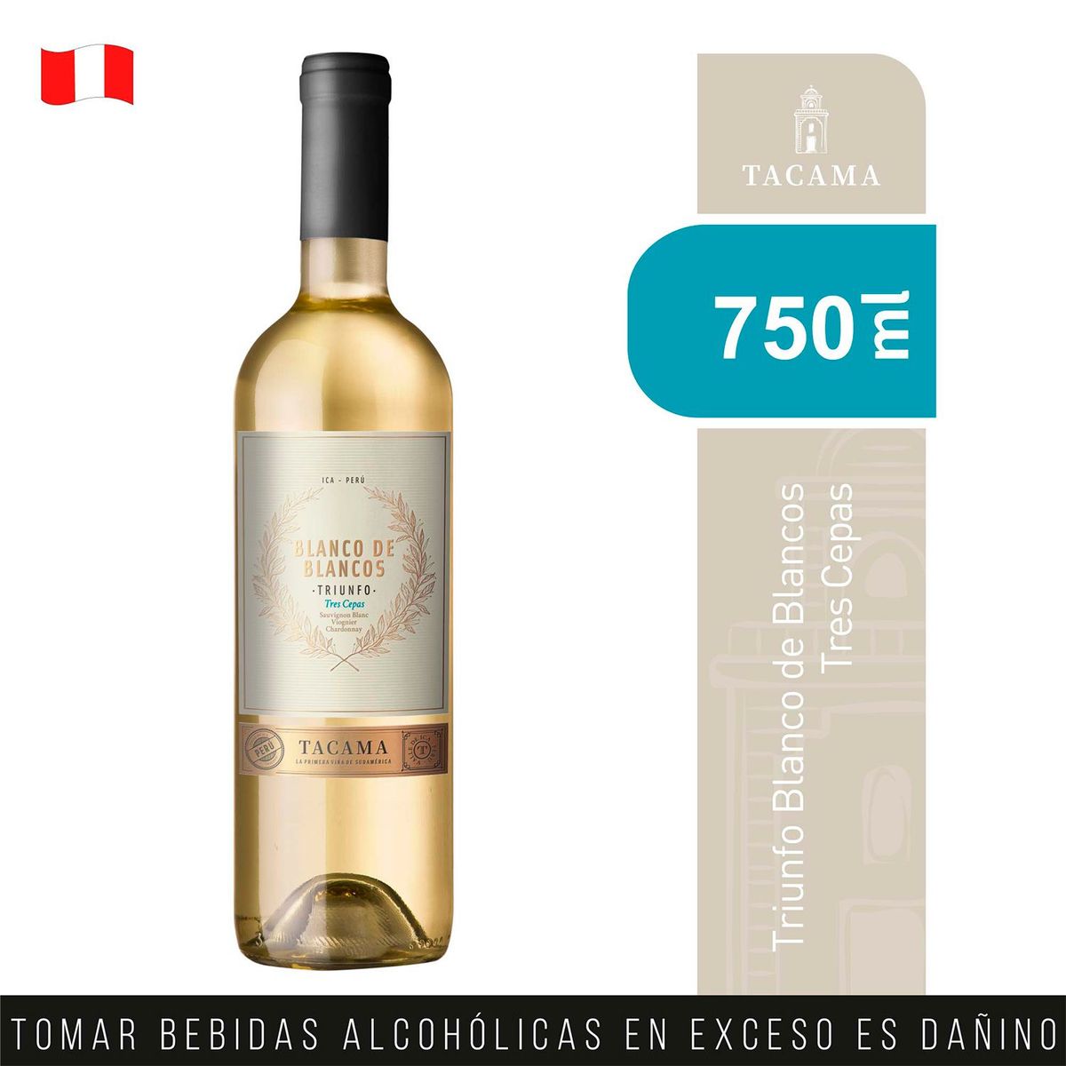 TACAMA - Vino Tacama Blanco De Blancos Tres Cepas Botella 750 mL