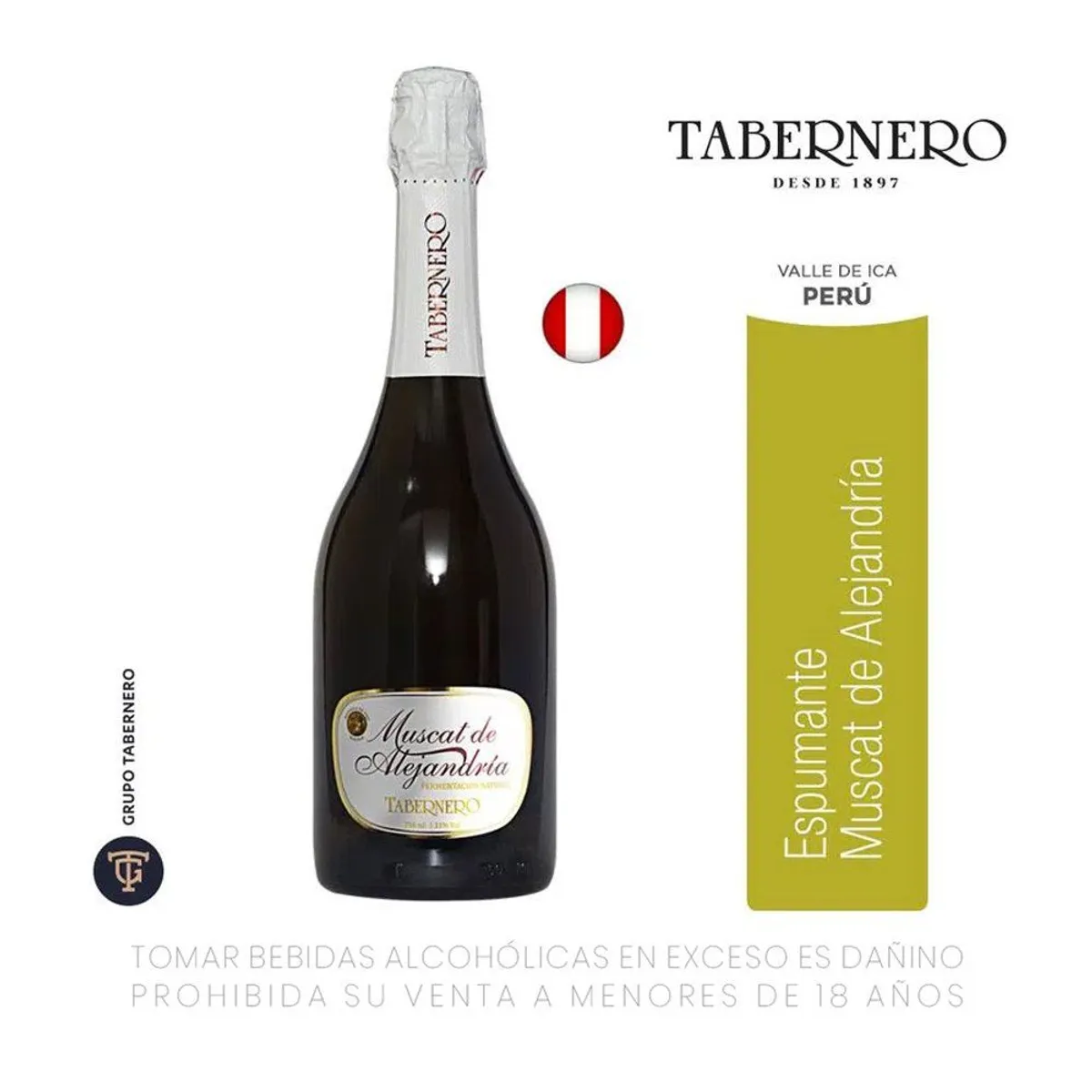 TABERNERO - Espumante Tabernero Muscat de Alejandría Botella 750 mL